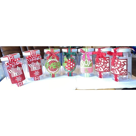 Christmas Decorated Jars Empty Ready To Fill (7) Included Quart Size See Photos - Picture 1 of 16